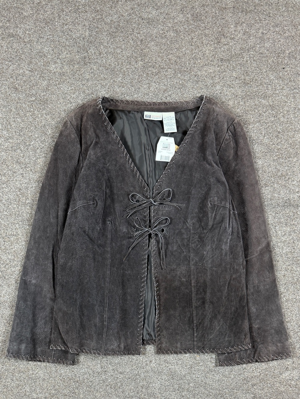 NWT Faded Glory Brown Suede Leather Jacket‎ Women’s XL Western Flare Sleeves Y2K